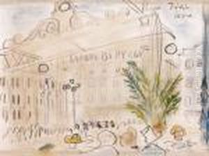 Cafe At The Main Square In Triest by Janos Vaszary