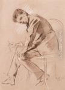 Self-portrait In A Thonet Chair by Janos Vaszary