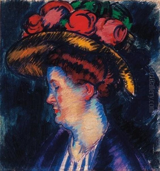 Lady In A Hat With Roses (the Artist's Wife) - view 1