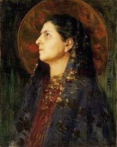 Woman With A Scarf by Janos Vaszary