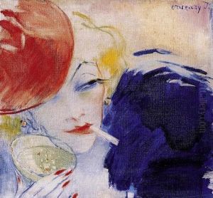 Woman With A Glass Of Champagne by Janos Vaszary