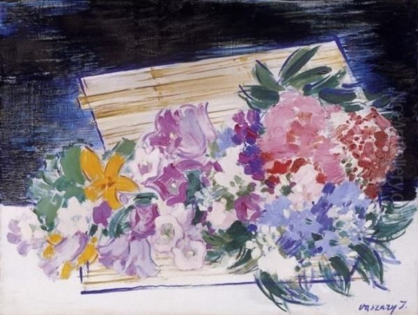 Flowers In A Reed Busket - view 1
