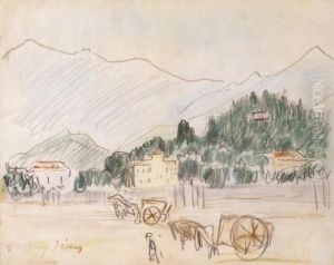 Town Scene In Sicily With Horse Cabs