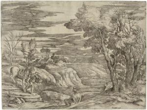 Landschaft Mit Einem Rastenden Edelmann by Tiziano Vecellio (Titian)