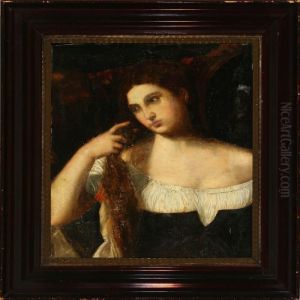 Lady With A Mirror by Tiziano Vecellio (Titian)