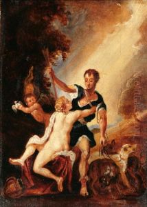Venus And Adonis by Tiziano Vecellio (Titian)