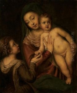 The Madonna And Child With Mary Magdalene by Tiziano Vecellio (Titian)