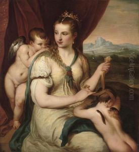 Venus Blindfolding Cupid by Tiziano Vecellio (Titian)