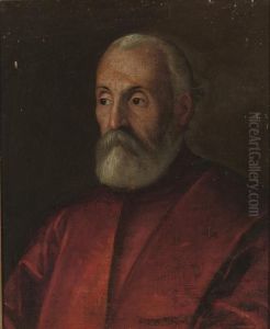 Portrait Of A Man, Bust-length, In A Red Cloak by Tiziano Vecellio (Titian)