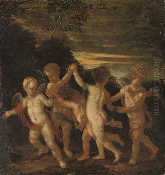 Putti Disporting In A Landscape - view 1