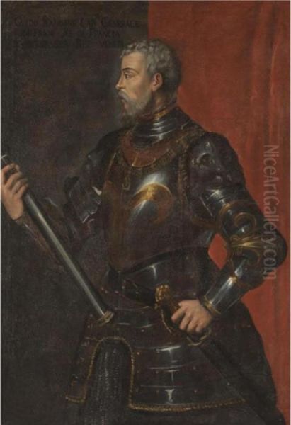 Portrait Of The The Condottiere 
Guido Rangoni (d. 1543), Half Length, Wearing Armour And Holding A 
Marshal's Baton - view 1