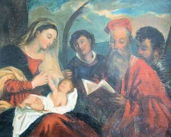 Titien , D'apres. La Vierge A L'enfant Avec Saint Etienne, Saint Jerome Et Saint Maurice - view 1