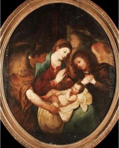 The Madonna And Child With Two Angels by Tiziano Vecellio (Titian)