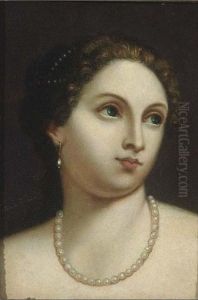 A Portrait Of A Young Woman With A Pearl Necklace by Tiziano Vecellio (Titian)