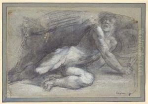 A Fallen Warrior Twisting Around To The Left Holding A Sword Andshield