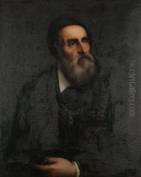 A Portrait Of The Artist, Half-length, In A Black Fur-trimmed Coat With A White Collar - view 1
