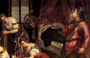 The Birth of John the Baptist (detail 1) by Jacopo Tintoretto (Robusti)