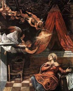 The Annunciation (detail) by Jacopo Tintoretto (Robusti)