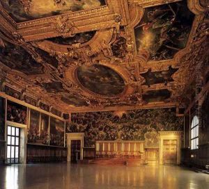 View of the Sala del Maggior Consiglio by Jacopo Tintoretto (Robusti)