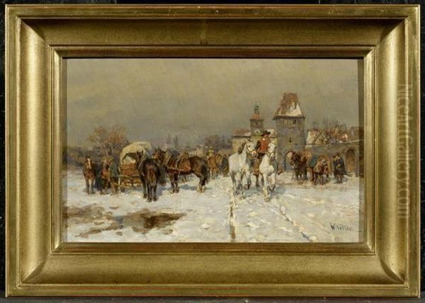 Horse Fair In A Landscape In Winter - view 1