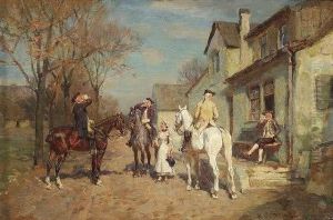 Resting Horsemenat A Tavern by Wilhelm Velten
