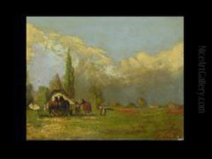 Landschaft Mit Pferden Und Fuhrwerk Landschaft Mit Pferden Und Fuhrwerk