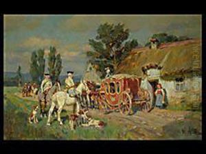 Die Kutsche Bei Der Rast by Wilhelm Velten