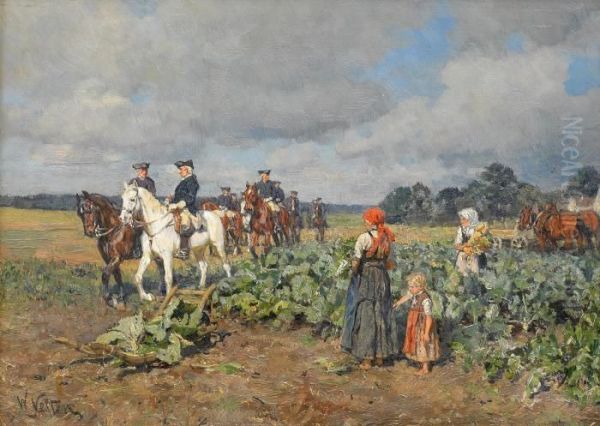 Huntsmen Passing Through A Cabbage Field - view 1