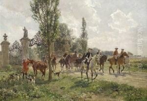 Jagdgesellschaft Vor Dem Tor Zum
 Schlosspark.
