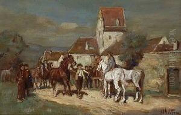 Pferdemarkt Vor Dem Dorf. - view 1