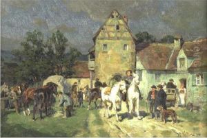 Travelers Resting At The Inn by Wilhelm Velten