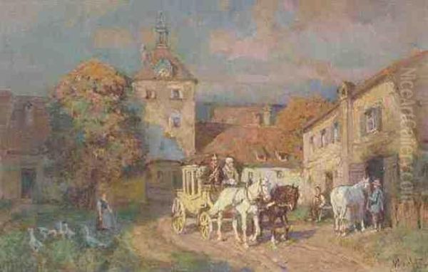 Postkutsche Auf Der Dorfstrasse - view 1