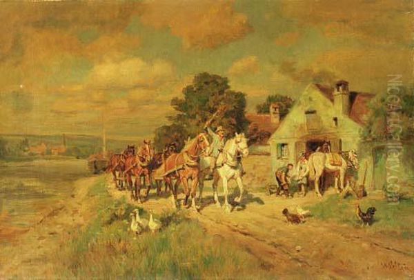 Horses On A Country Path
Oil On Canvas - view 1