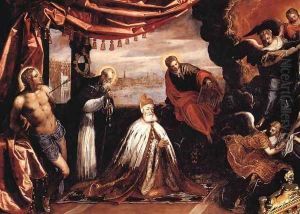 The Dead Christ Adored by Doges Pietro Lando and Marcantonio Trevisan (detail) 2 by Jacopo Tintoretto (Robusti)