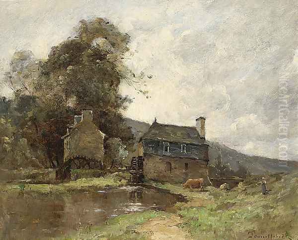 "Gardienne de Vache près d'un moulin" (Cowherd by a mill) - view 1