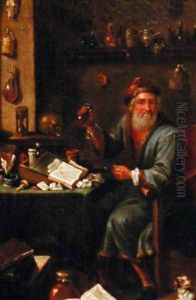 The Alchemists study 2 by David The Elder Teniers