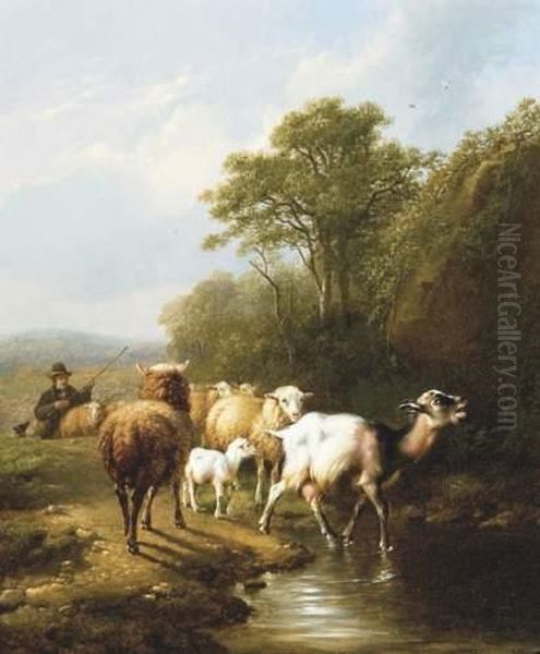 Berger Avec Moutons Et Chevres - view 1