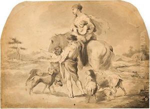 Paesaggio Con Pastori Viandanti A Cavallo by Eugene Joseph Verboeckhoven