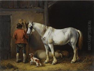A Groom With His Horse by Eugene Joseph Verboeckhoven