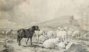 Paysage Aux Moutons by Eugene Joseph Verboeckhoven
