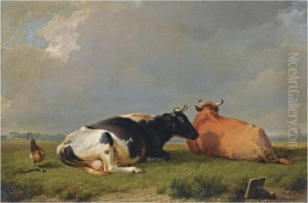 Cows At Rest In A Summer Landscape - view 1
