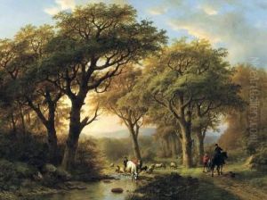 Paysage D'ete Anime by Eugene Joseph Verboeckhoven