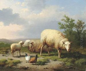 Moutons Et Poules Dans Un Paysage