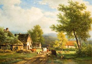 Paysage Campagnard Anime by Eugene Joseph Verboeckhoven