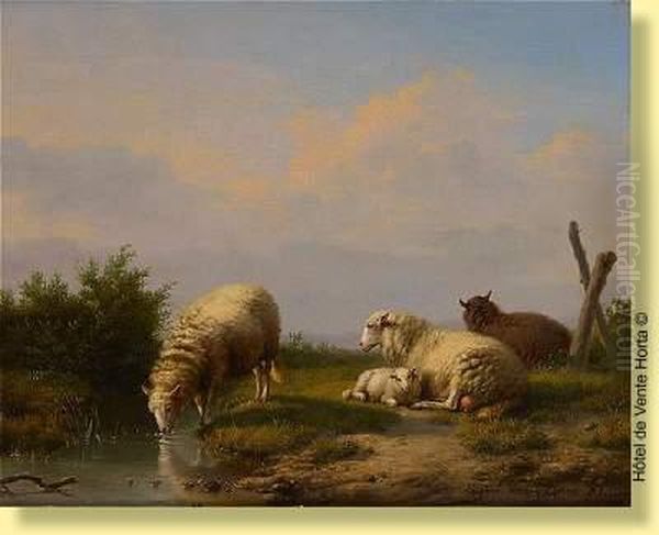 Quatre Moutons Dans Un Paysage - view 1