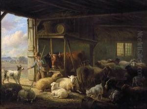 Stallszene Mit Hirte Und Hund Stallszene Mit Hirte Und Hund