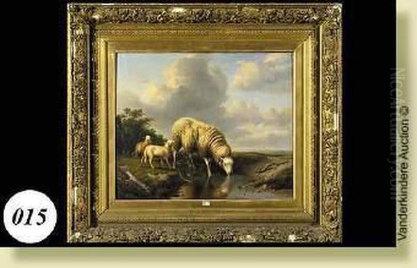 Moutons A La Mare - view 1