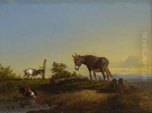 Esel, Ziegenbock Und Huhner Auf
Der Weide. by Eugene Joseph Verboeckhoven