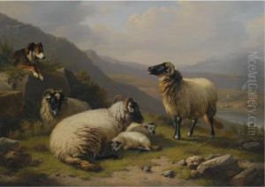 Sheep Dog Guarding His Flock by Eugene Joseph Verboeckhoven