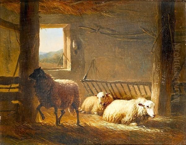 A Stable With Three Sheep - view 1
